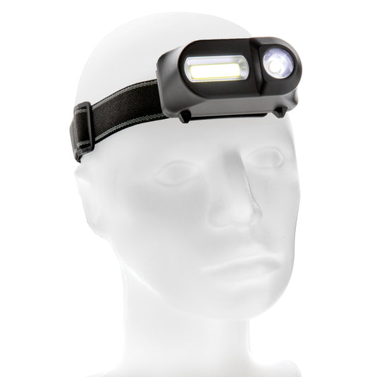 XD Collection COB and LED headlight, tools and torches, showing bright adjustable light and comfortable head strap.