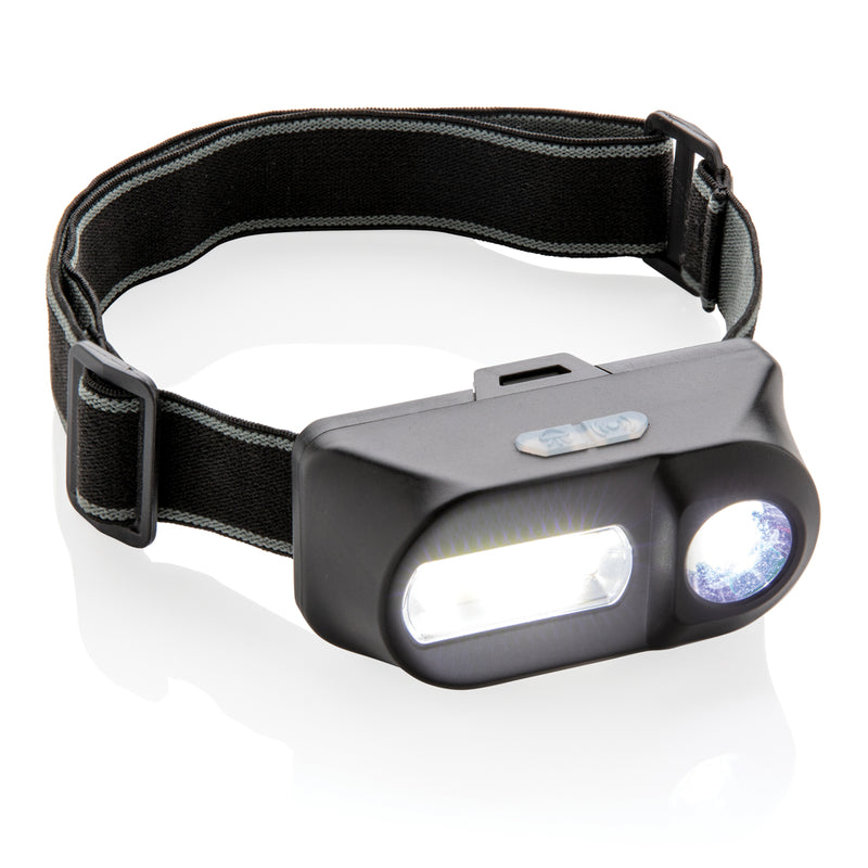 Load image into Gallery viewer, XD Collection COB and LED headlight showing adjustable straps and bright light output for hands-free illumination.

