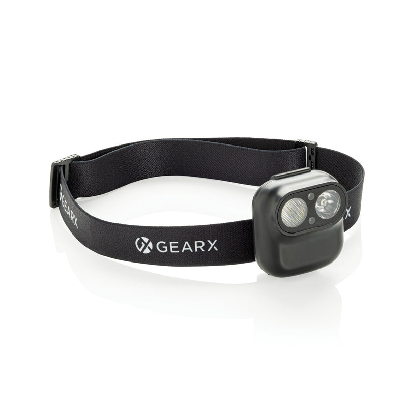 Load image into Gallery viewer, GearX RCS plastic head torch with motion sensor, bright LED light and adjustable strap, ideal for outdoor and handiwork use.
