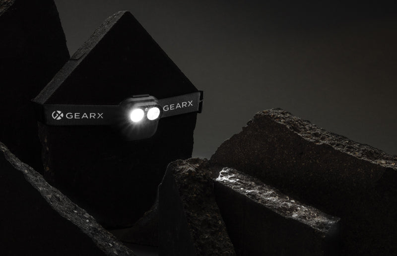 Load image into Gallery viewer, GearX Gear X RCS plastic head torch with motion sensor, compact tool with adjustable strap and built-in LED light for hands-free illumination.
