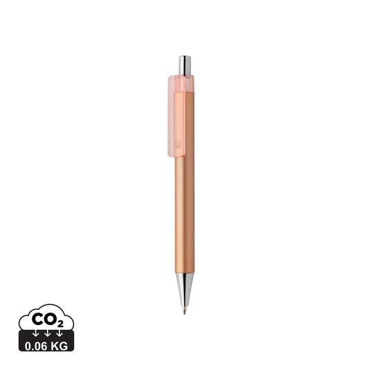 Silver metallic X8 pen from XD Collection, a stylish writing instrument with sleek design and smooth ink flow.