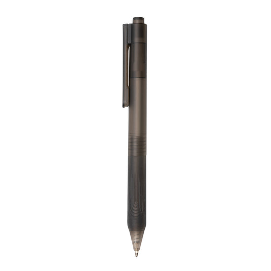 Frosted X9 pen with silicone grip from XD Collection, a stylish writing instrument with comfortable grip and sleek design.
