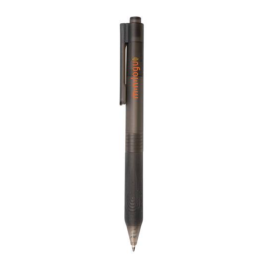 Frosted X9 pen with silicone grip from XD Collection, a stylish writing instrument with ergonomic design and smooth ink flow.