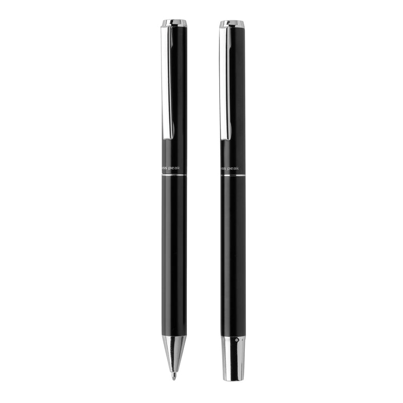 Load image into Gallery viewer, Swiss Peak Cedar RCS certified recycled aluminum pen set with sleek writing instruments and modern design.
