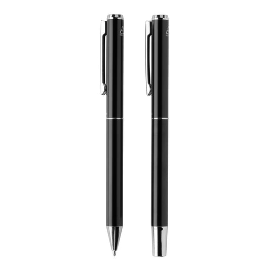 Swiss Peak Cedar RCS certified recycled aluminum pen set with sleek pens and minimalist design for writing and office use.