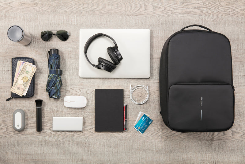 Load image into Gallery viewer, XD Design Flex gym bag in black with adjustable shoulder strap and multiple compartments for travel and workout essentials.
