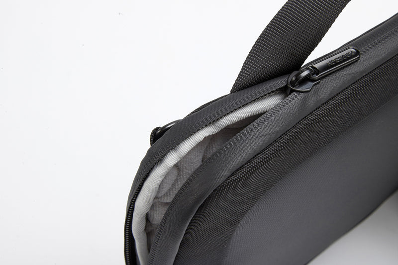 Load image into Gallery viewer, XD Design 14-inch laptop bag with padded compartments and sleek black nylon exterior, designed for travel and everyday use.
