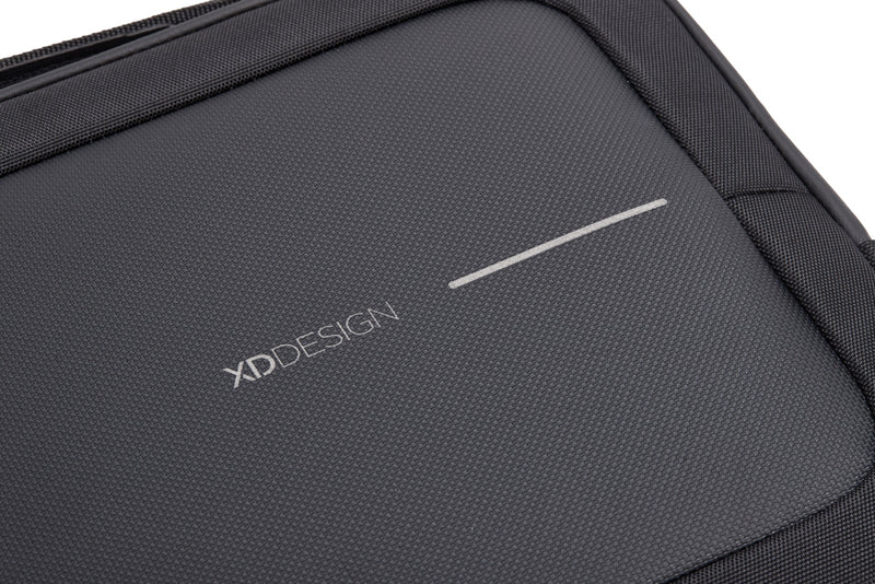 Load image into Gallery viewer, XD Design 14-inch laptop bag with sleek black design, adjustable shoulder strap, and multiple compartments for travel and work.
