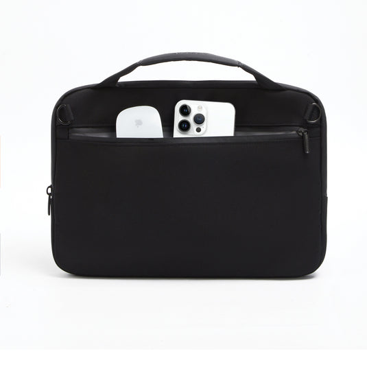 XD Design 14-inch laptop bag with padded compartment, black nylon exterior, and adjustable shoulder strap for travel and everyday use.