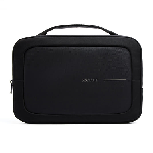 XD Design 14-inch laptop bag in black with padded compartment and adjustable strap, suitable for travel and daily use.