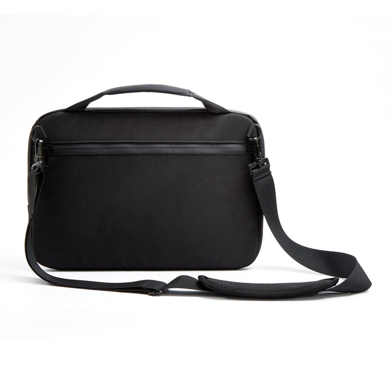Load image into Gallery viewer, Black XD Design 14-inch laptop bag with padded shoulder strap and front zipper pocket, made of durable synthetic material.
