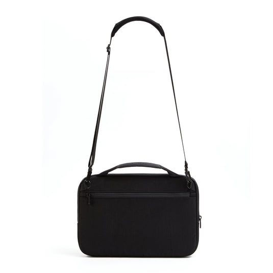 XD Design 14-inch laptop bag in black with adjustable shoulder strap and multiple compartments for travel and everyday use.