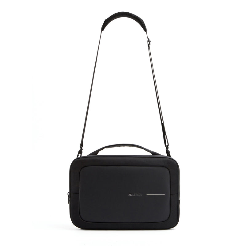 Load image into Gallery viewer, Black 14-inch laptop bag from XD Design, featuring adjustable shoulder strap and padded compartment for travel and everyday use.
