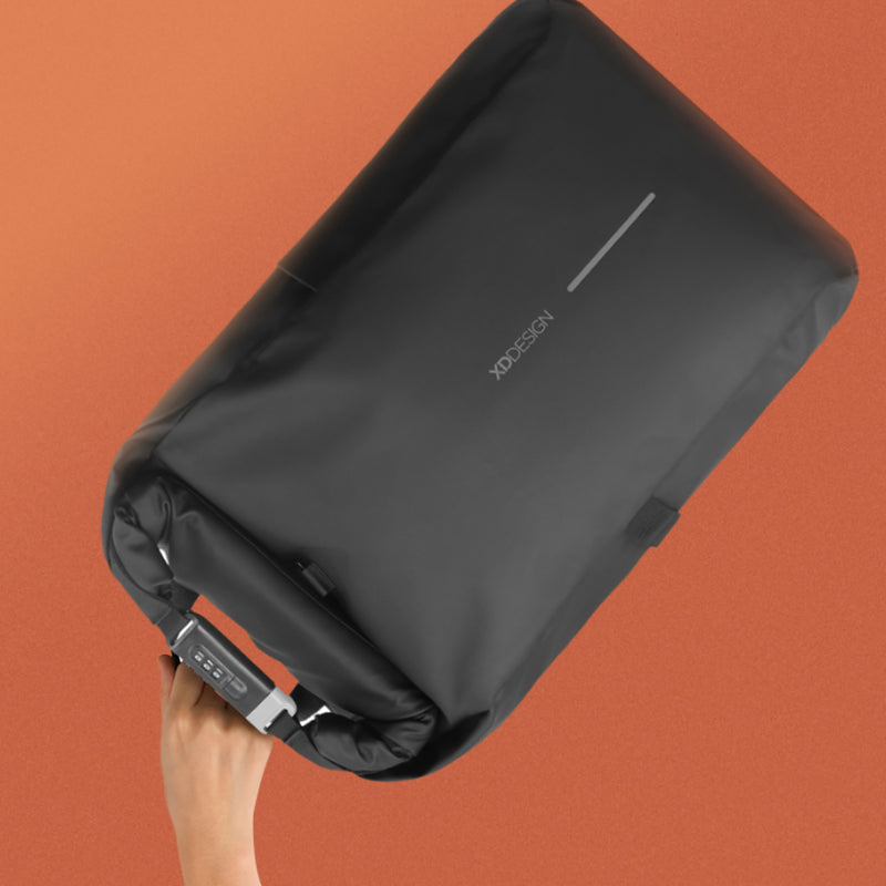 Load image into Gallery viewer, Urban water-resistant bike backpack by XD Design, shown with multiple compartments and adjustable straps for travel and commuting.
