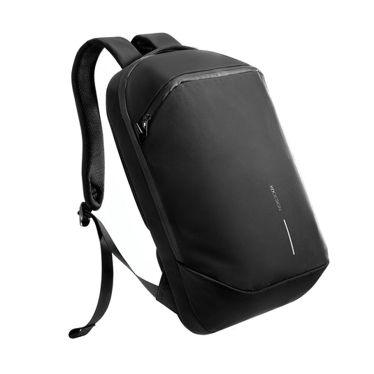 XD Design Bobby Air backpack in black with multiple compartments, designed for travel and everyday use.