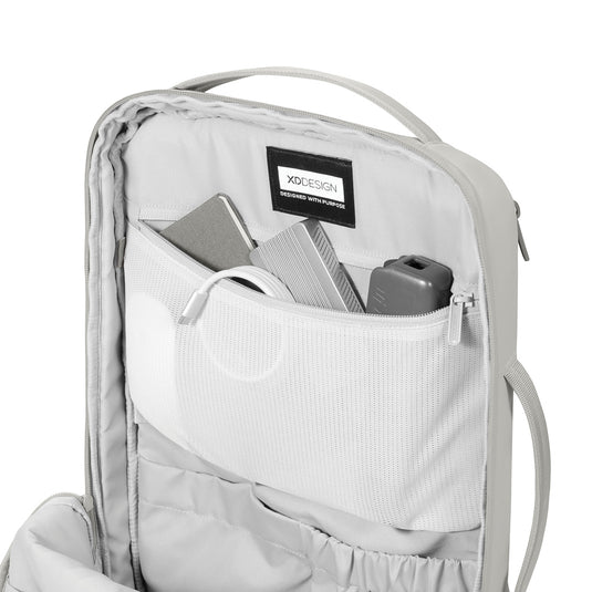 XD Design Bobby Air backpack in black with multiple compartments, padded shoulder straps, and sleek travel bag design.