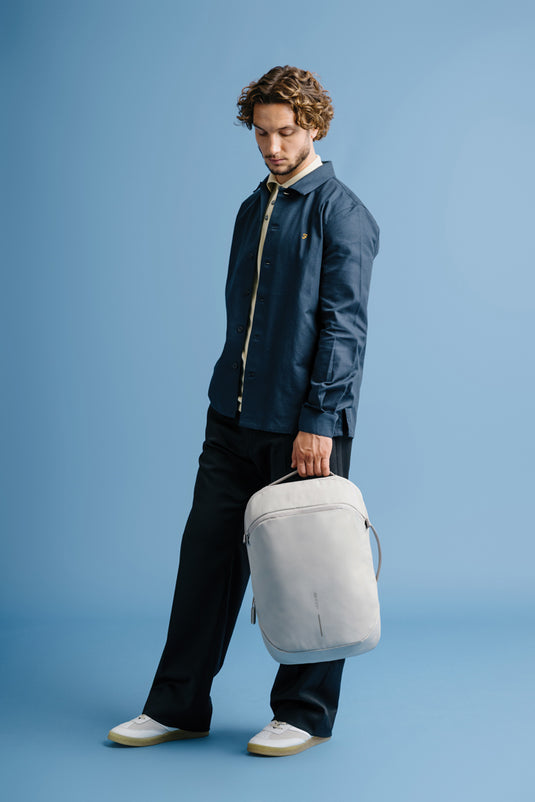 XD Design Bobby Air backpack in black with multiple compartments and padded straps, designed for travel and everyday use.