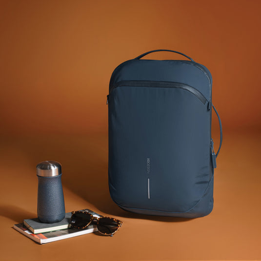 XD Design Bobby Air Backpack in black with padded shoulder straps and multiple compartments, designed for travel and everyday use.
