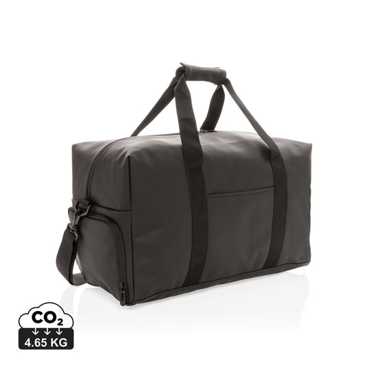 Smooth PU weekend duffle bag from XD Collection featuring a sleek design, sturdy handles, and spacious interior for travel.