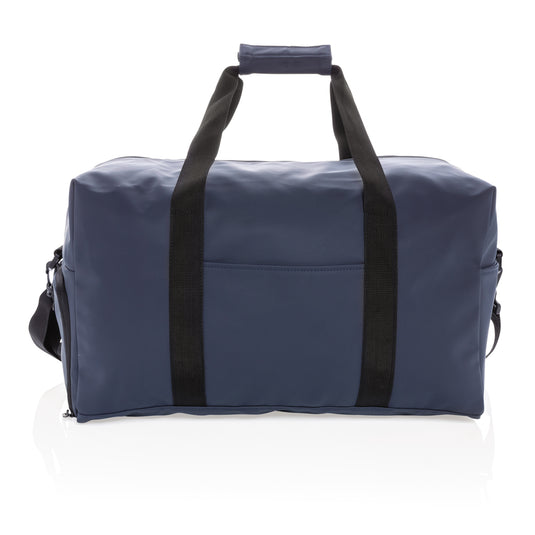 Smooth PU weekend duffle bag from XD Collection, showing its sleek design and sturdy handles for travel and casual use.