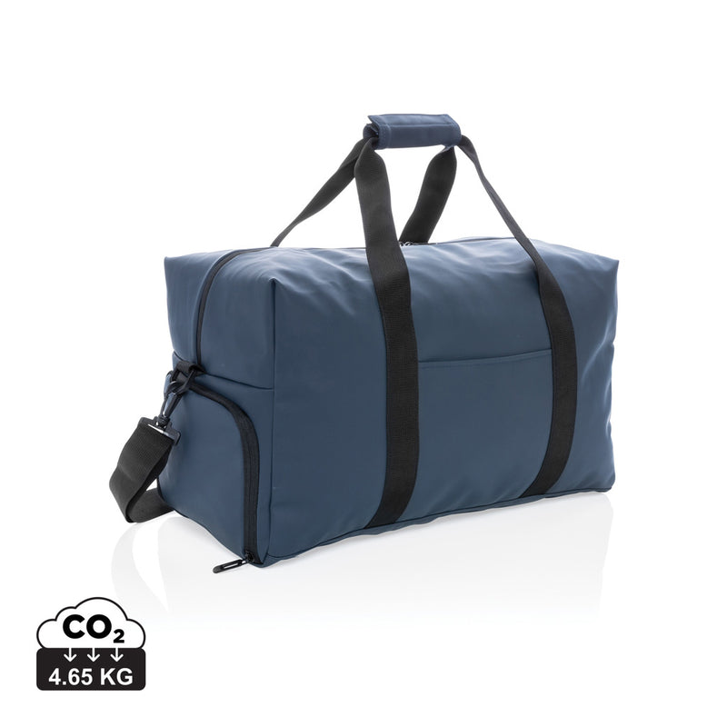 Load image into Gallery viewer, Smooth PU weekend duffle bag from XD Collection with black handles and silver zipper, designed for travel and weekend trips.
