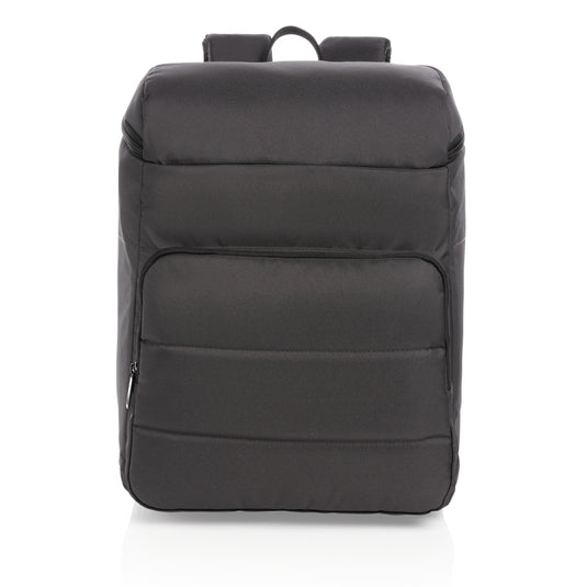 Outdoor Impact AWARE™ RPET cooler backpack by XD Xclusive with insulated compartments and adjustable straps, ideal for outdoor adventures.