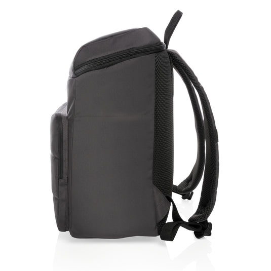 XD Xclusive Impact AWARE™ RPET outdoor cooler backpack with insulated main compartment and adjustable straps, ideal for outdoor activities.