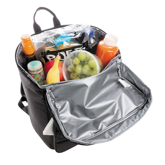 Outdoor Impact AWARE™ RPET cooler backpack by XD Xclusive with insulated main compartment and adjustable straps.