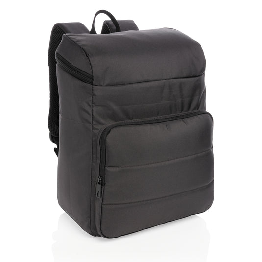 Outdoor Impact AWARE™ RPET cooler backpack by XD Xclusive with insulated interior and adjustable straps.