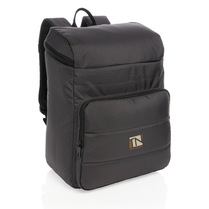 Load image into Gallery viewer, Impact AWARE™ RPET cooler backpack by XD Xclusive, outdoor gear with insulated interior, green and black design, and adjustable straps.
