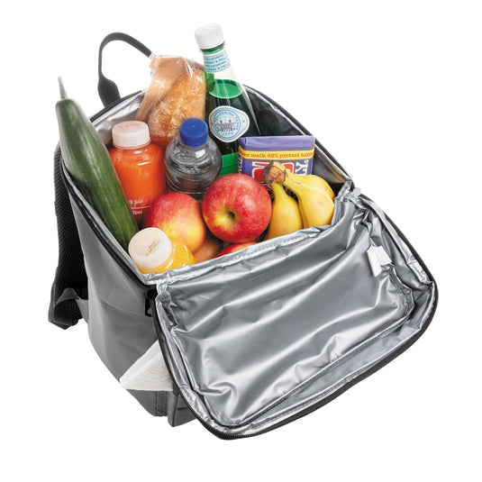 Impact AWARE™ RPET cooler backpack by XD Xclusive, outdoor insulated backpack with multiple compartments and carrying straps.
