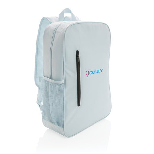 XD Collection Tierra cooler backpack for outdoor activities, featuring insulated compartments and adjustable straps.
