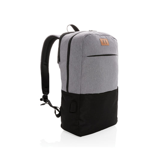 Modern 15.6-inch USB and RFID laptop backpack by XD Collection, PVC-free bag with multiple compartments and padded straps.