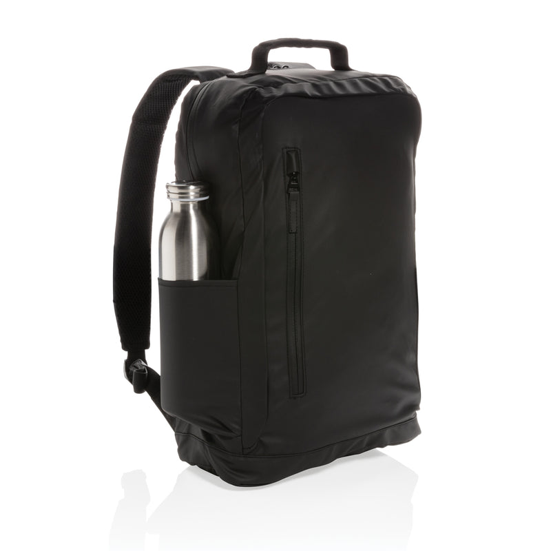 Load image into Gallery viewer, Black 15.6-inch laptop backpack by XD Collection, PVC-free bag with multiple compartments and padded shoulder straps.
