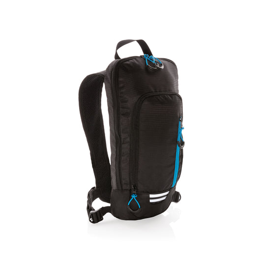 XD Collection Explorer ripstop small hiking backpack in 7L with PVC-free fabric, shown in black with adjustable straps and front pocket.