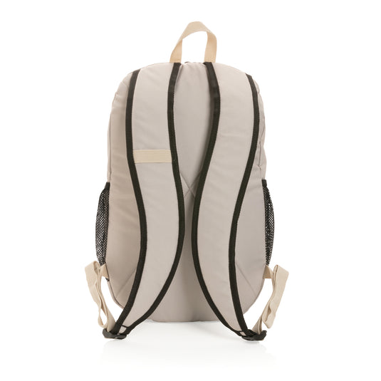Light brown 300D RPET casual backpack from XD Collection with adjustable straps and multiple compartments.