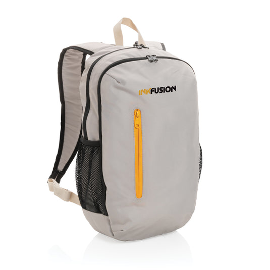 300D RPET casual backpack from XD Collection, made of eco-friendly recycled PET material, with multiple compartments and ergonomic straps.