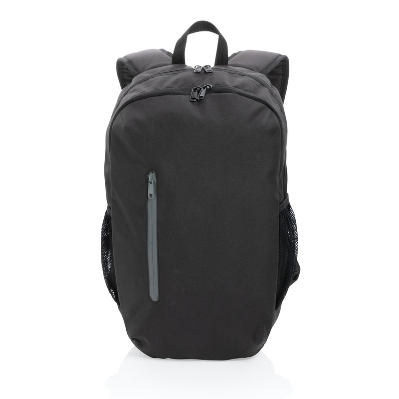 Load image into Gallery viewer, Light gray 300D RPET casual backpack from XD Collection featuring adjustable straps and multiple compartments.
