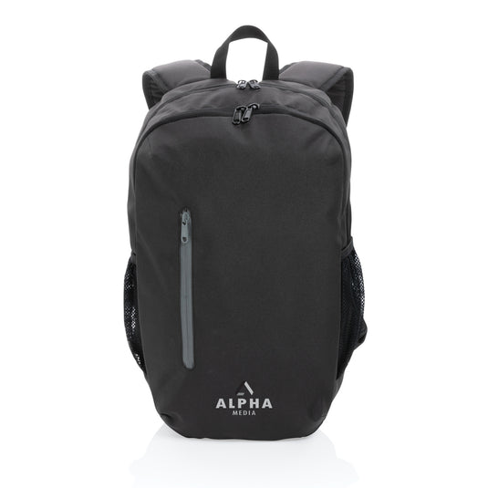 XD Collection 300D RPET casual backpack with adjustable straps and multiple compartments, made from eco-friendly recycled materials.
