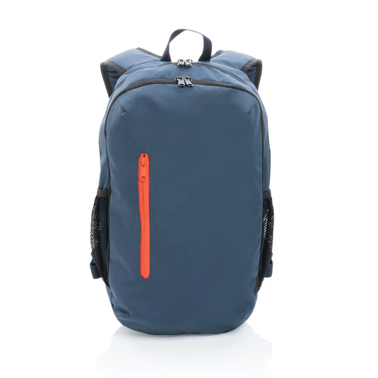 Light green 300D RPET casual backpack from XD Collection with adjustable straps and multiple compartments.
