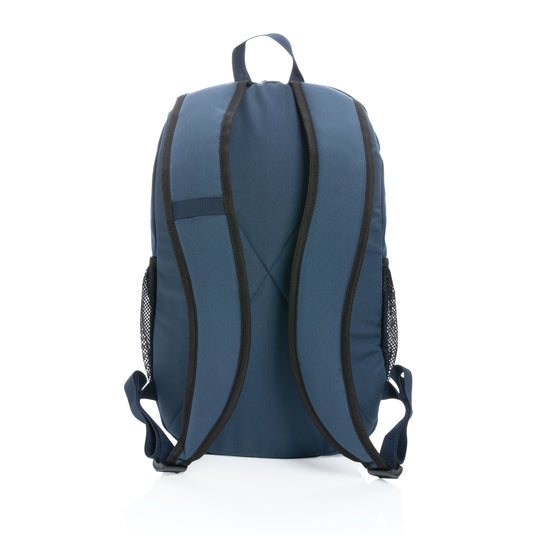 Light blue 300D RPET casual backpack from XD Collection with adjustable straps and multiple compartments for everyday use.
