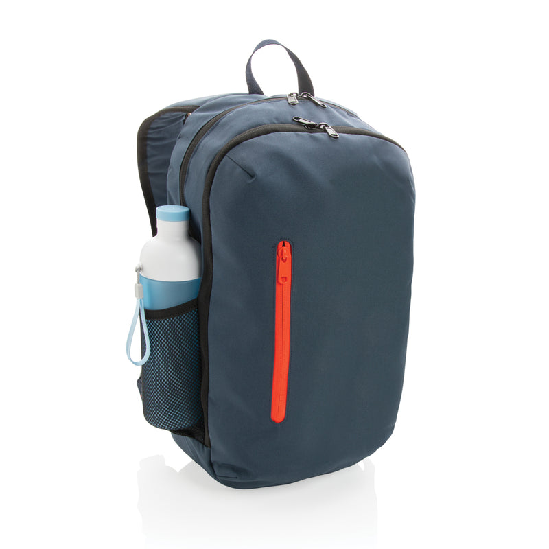 Load image into Gallery viewer, XD Collection 300D RPET casual backpack with multiple compartments and adjustable straps, made from eco-friendly recycled materials.
