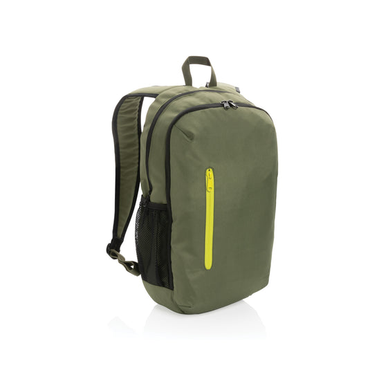 XD Collection 300D RPET casual backpack with adjustable straps and multiple compartments, suitable for everyday travel and school use.