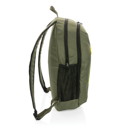 XD Collection 300D RPET casual backpack with multiple compartments and adjustable straps, eco-friendly and stylish for everyday use.
