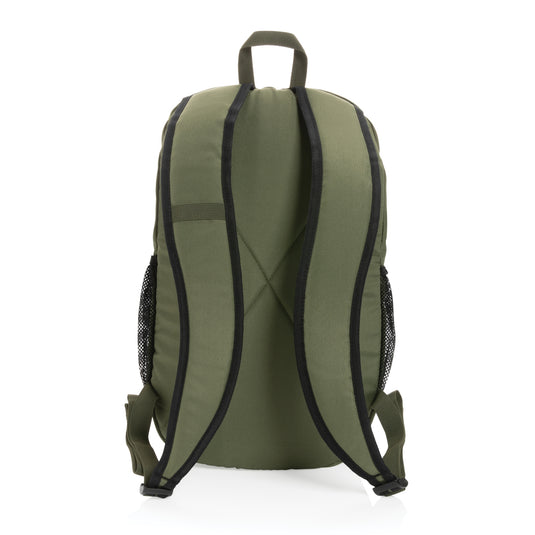 Blue 300D RPET casual backpack from XD Collection, featuring multiple compartments and adjustable straps, suitable for everyday use.