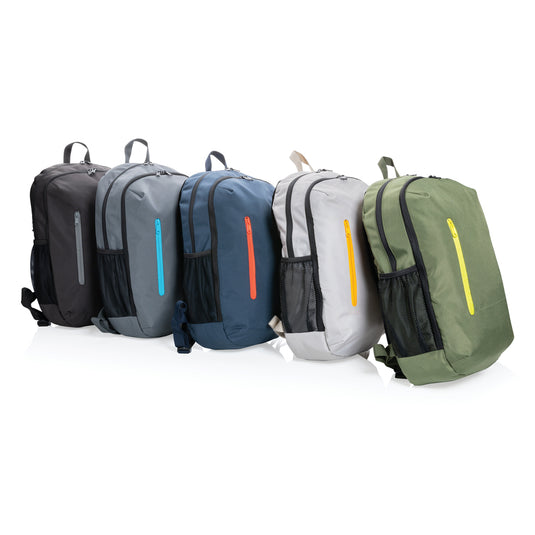 XD Collection 300D RPET casual backpack showing adjustable straps and spacious main compartment for everyday use.