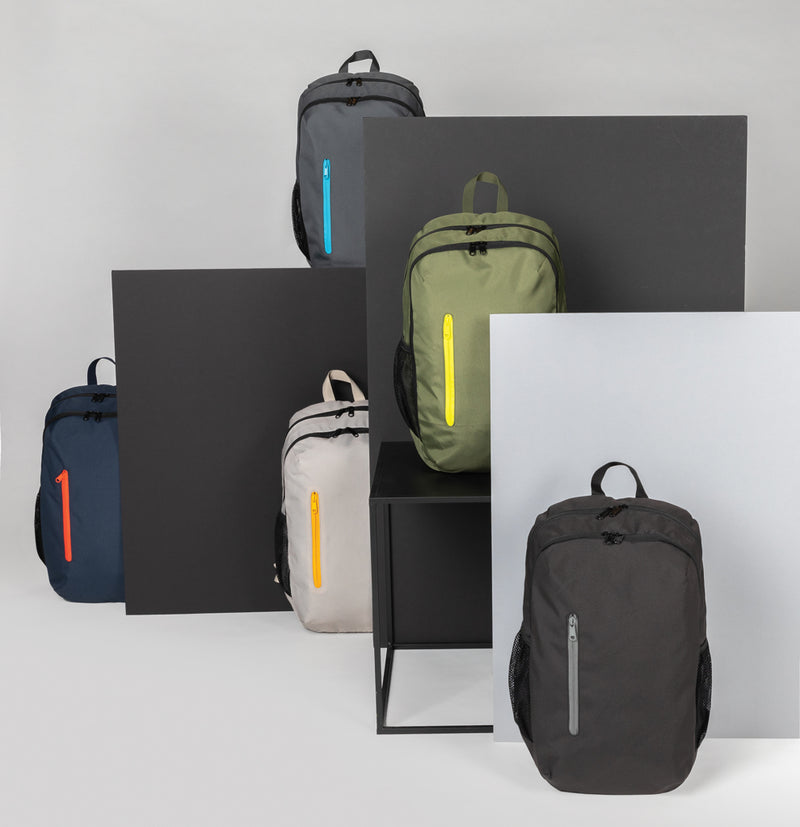 Load image into Gallery viewer, XD Collection 300D RPET casual backpack shown in gray with multiple compartments and adjustable straps for everyday use.
