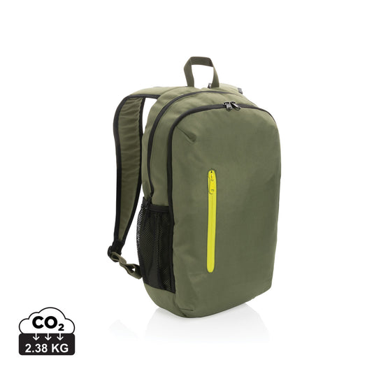 XD Collection 300D RPET casual backpack shown with adjustable straps and spacious main compartment for everyday travel.
