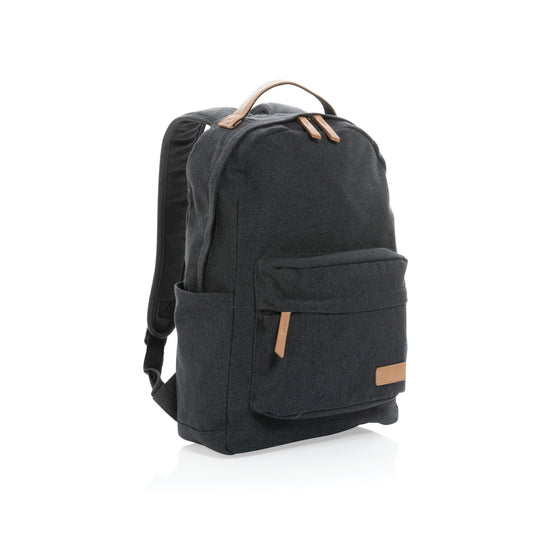16 oz recycled canvas backpack from XD Collection, stylish bags for travel and daily use, with adjustable straps and front pocket.