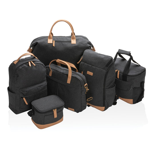 Recycled 16 oz. canvas backpack from XD Collection featuring durable straps and spacious main compartment for travel and daily use.